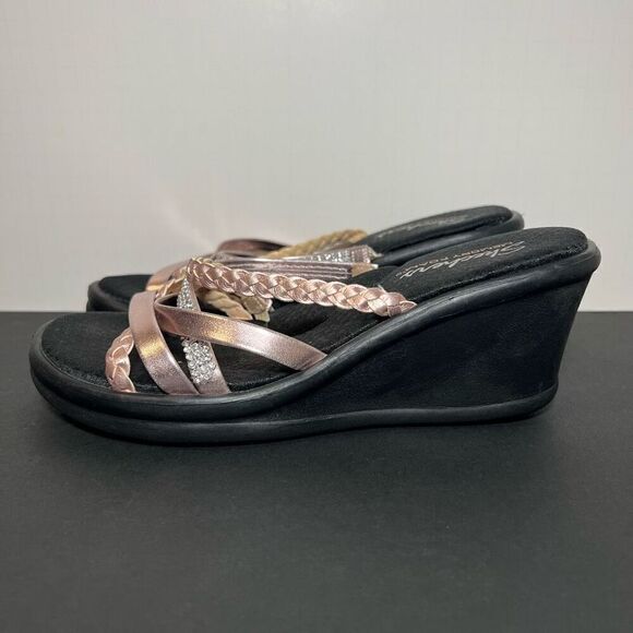 Womens SKECHERS Rumblers Wild Child Rhinestone Wedge Sandals / Size 8 - Picture 3 of 8